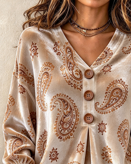 Top V-Hals Knoop Casual