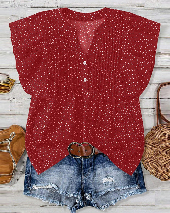 Blouse Ruchemouw V-Hals Polkadot