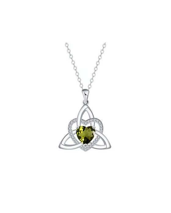 Geboortesteen Keltische Drie-eenheid Knoop Hart Ketting ✨ Hartvormige Keltische Drie-eenheid Knoop Geboortesteen Hanger