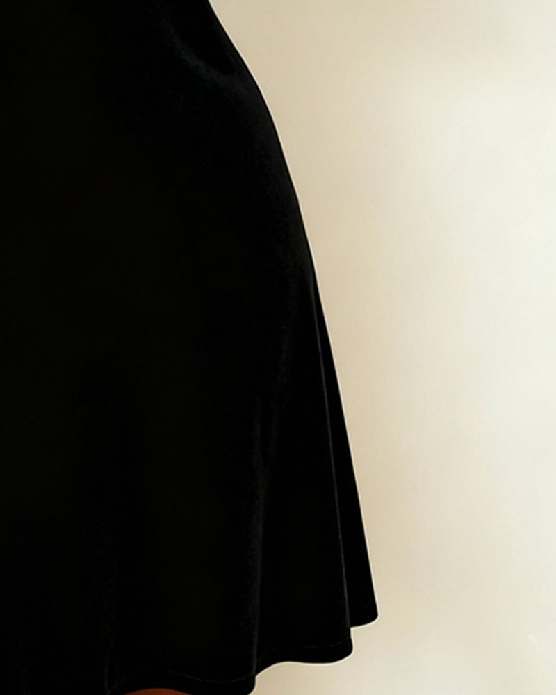 Jurk Langmouwen Effen Kleur Rhinestone