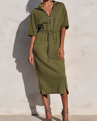 Jurk Rits Slag Taille Zak