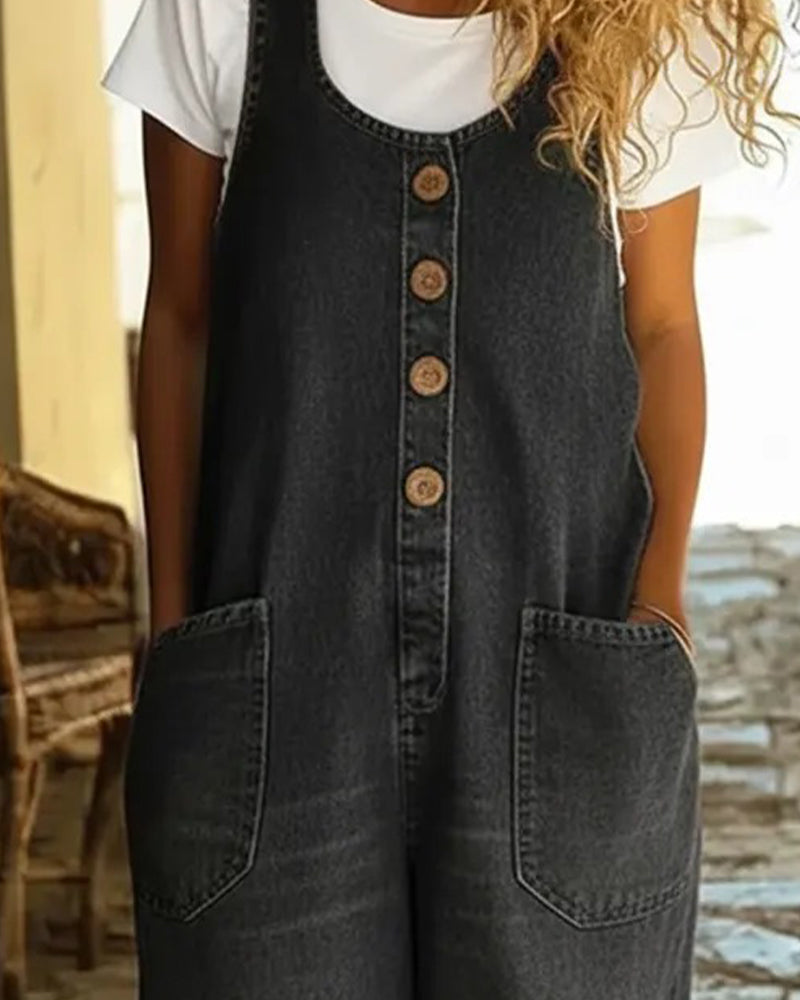 Jumpsuit Vrijblijvend Zak Denim