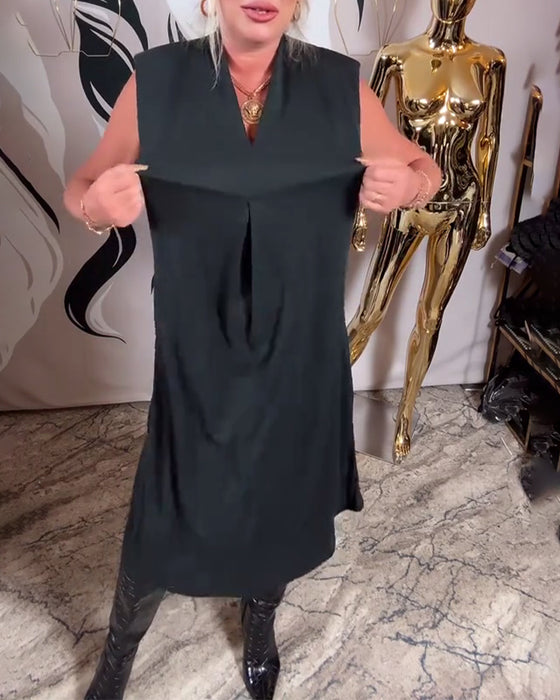 Modieuze Mouwloze Jurk Met V-Hals