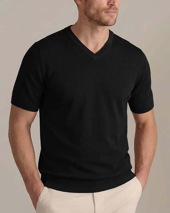 Pullover Mini V-Hals Casual Effen