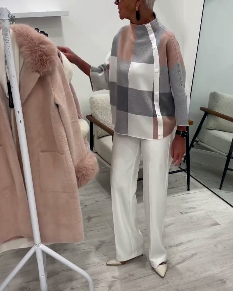 Ruiten Trui Met Lange Mouwen En Coltrui