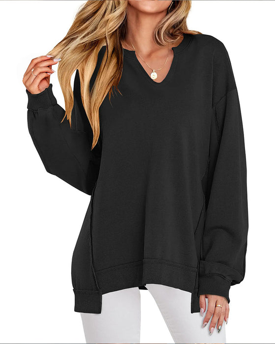Sweater Kleine V-Hals Ruim Casual Lange Mouwen