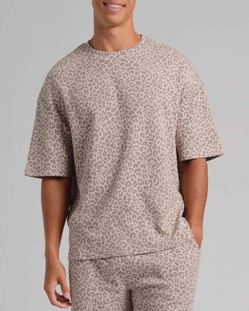 Set Luipaard Print Loose Fit Korte Mouw Shorts
