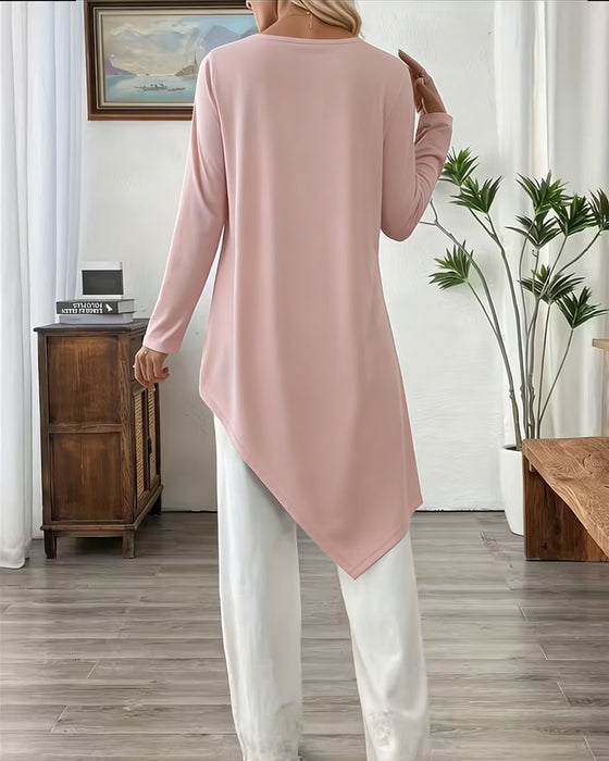 Top Asymmetrisch Middenlang Effen