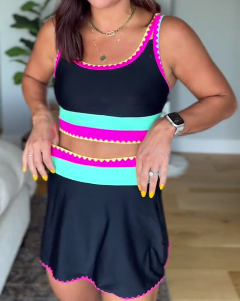 Stijlvol badpak met kleurblokken, driedelig