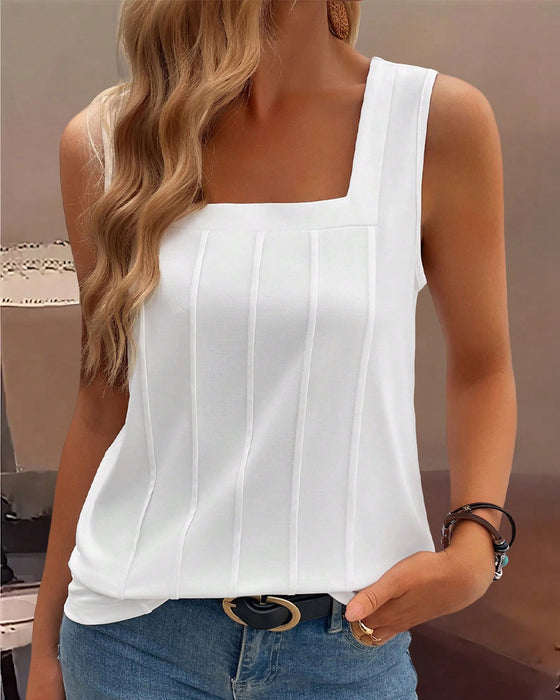 Tanktop Wijde Hals Effen Kleur
