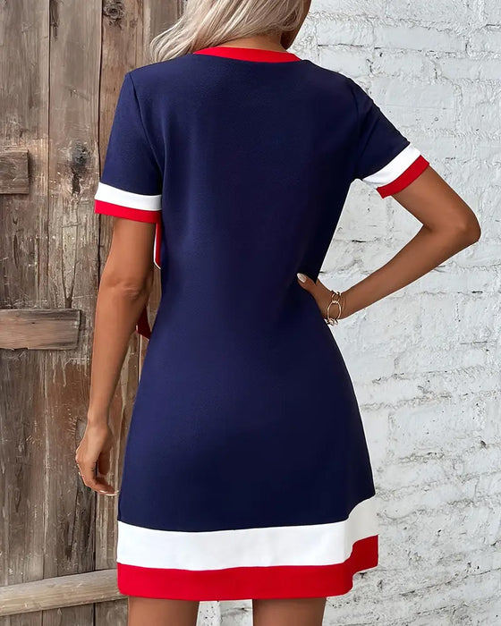 Jurk Korte Mouwen Contraststrik