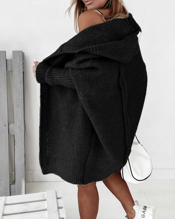 Eenvoudige effenkleurige vleermuiscapuchonvest