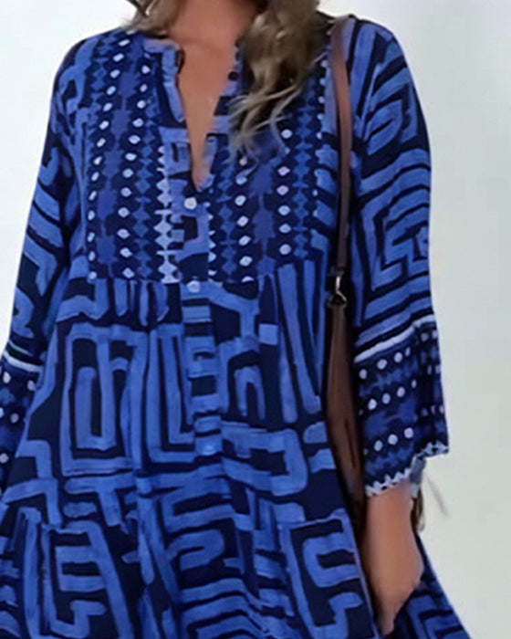 Jurk Etnische Geometrische Print