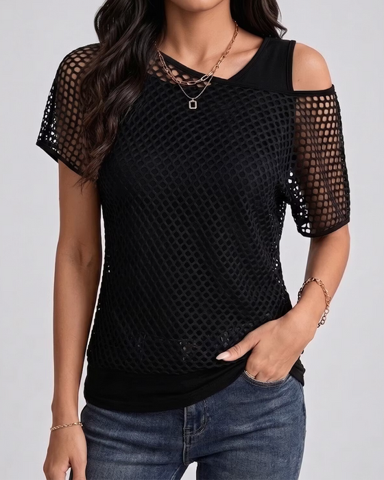 Set Mesh Off-Shoulder Aansluitend Tank