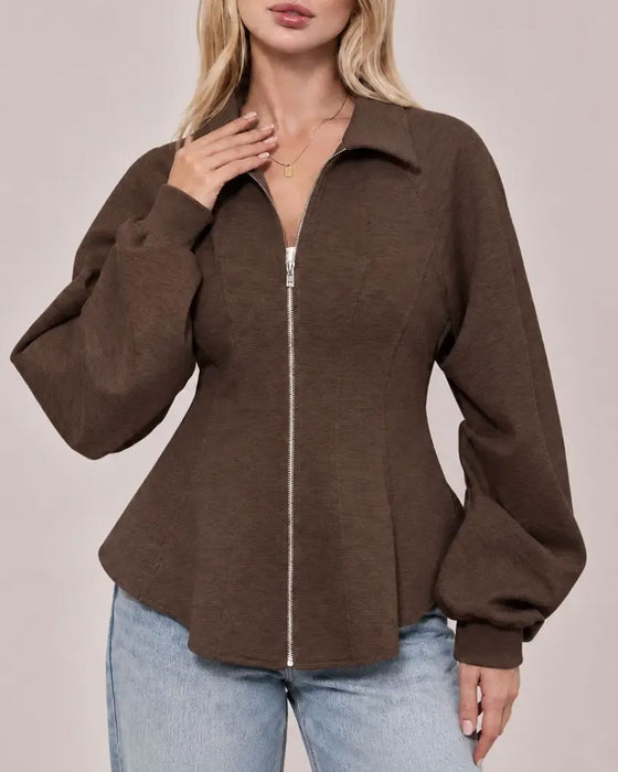 Jas Revers Rits Geplooide Taille