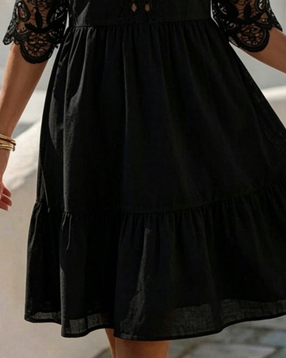 Jurken Kant Off-Shoulder Gelaagd Kort