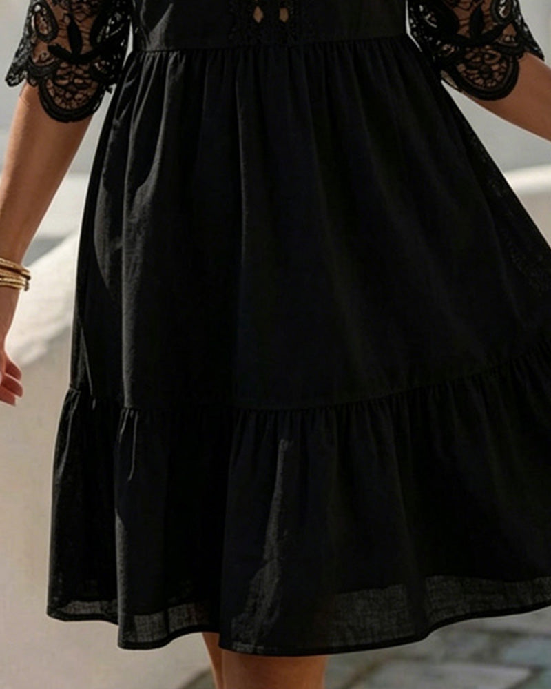 Jurken Kant Off-Shoulder Gelaagd Kort