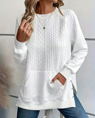 Sweatshirt Met Zak En Gesplitste-Rand Kenmerken