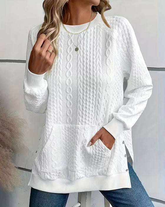 Sweatshirt Met Zak En Gesplitste-Rand Kenmerken