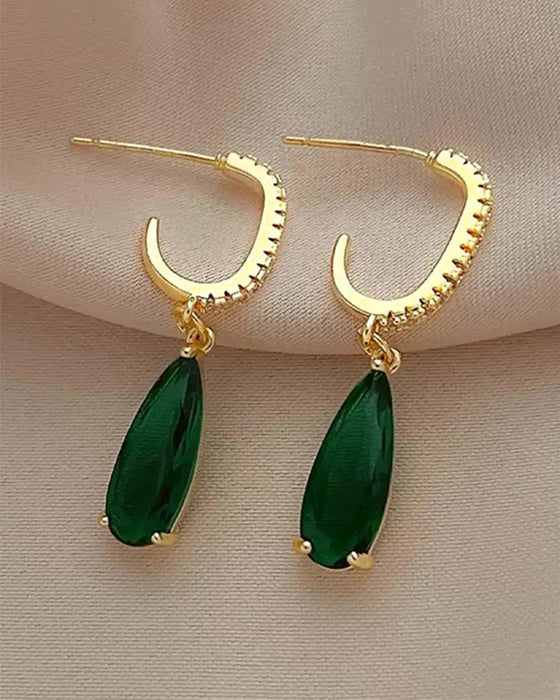 Oorbellen Kunstmatige Edelsteen & Rhinestone Decor Hangende Hoops
