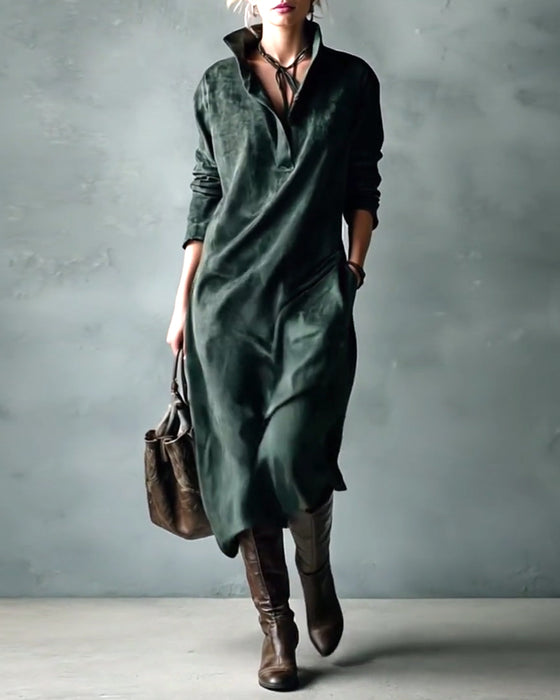 Elegante effen jurk met zak