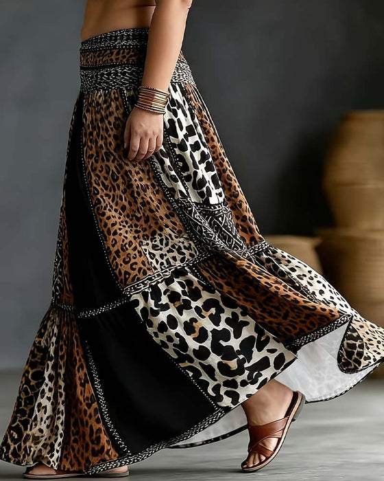 Rok Patchwork Luipaardprint Uitlopend
