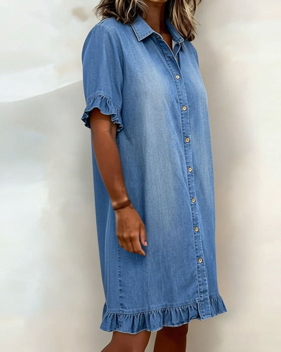 Denimblousejurk Met Ruches