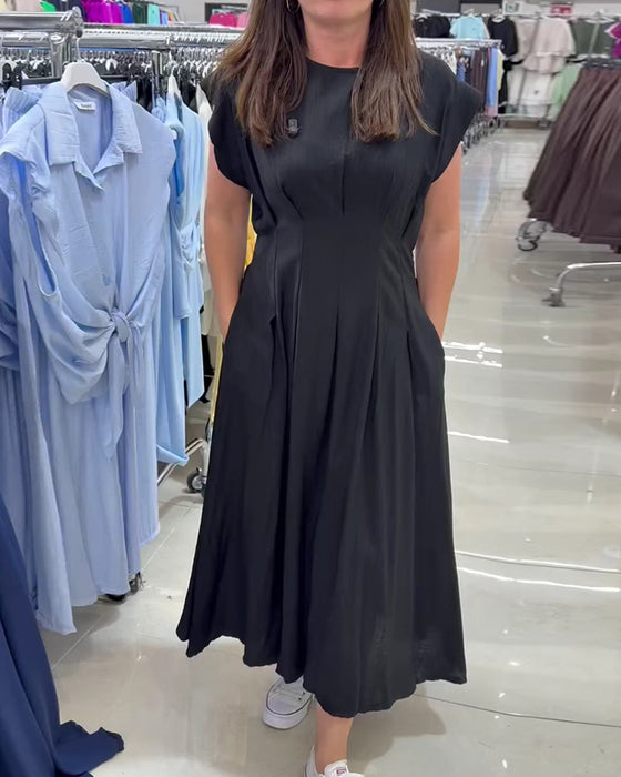 Jurk Gerimpeld Flutter Mouw Taille