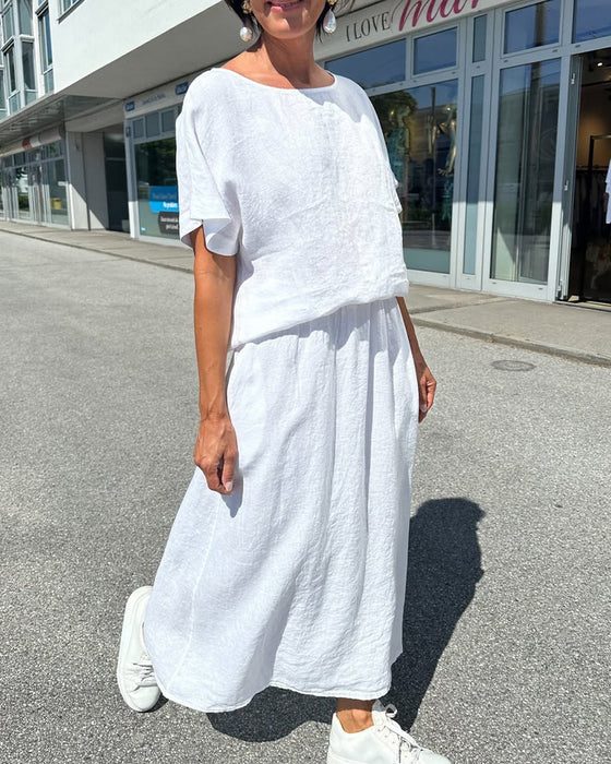 Set Effen Kleur Katoen En Linnen Casual