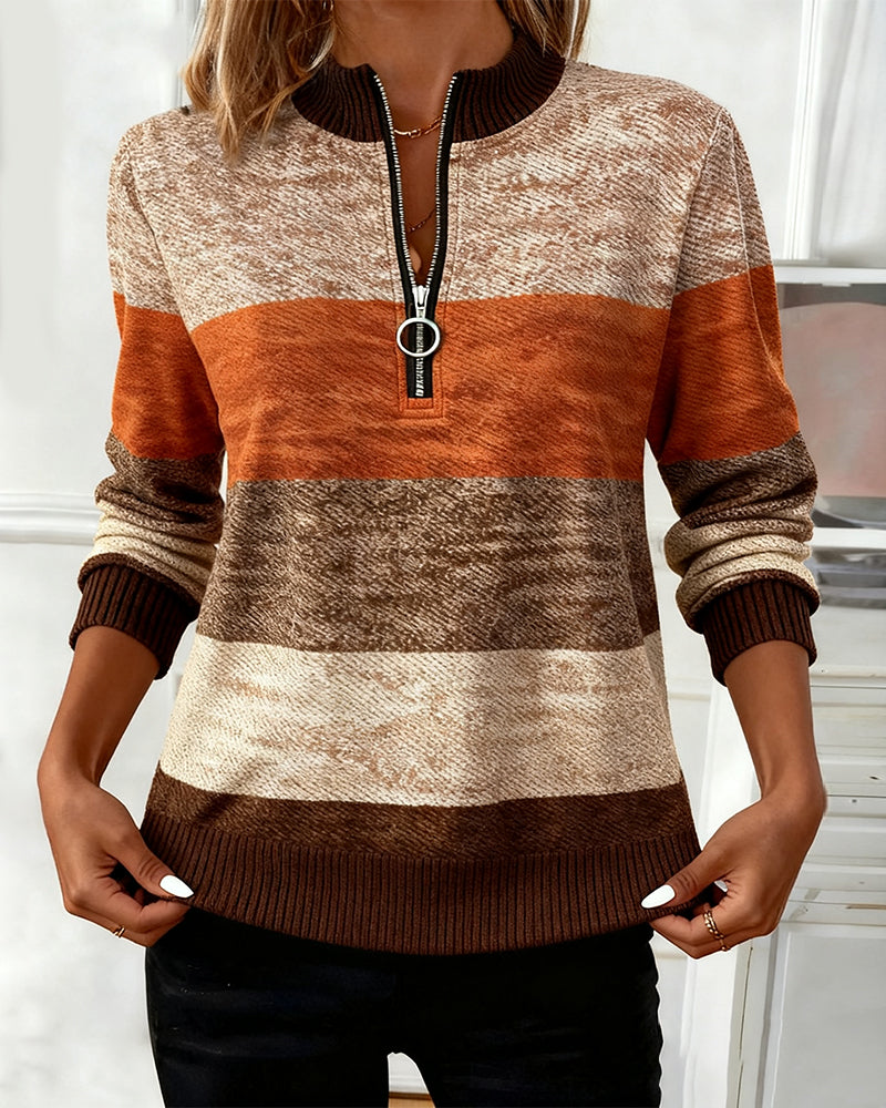 Swearshirt Met Staande Kraag En Strepen