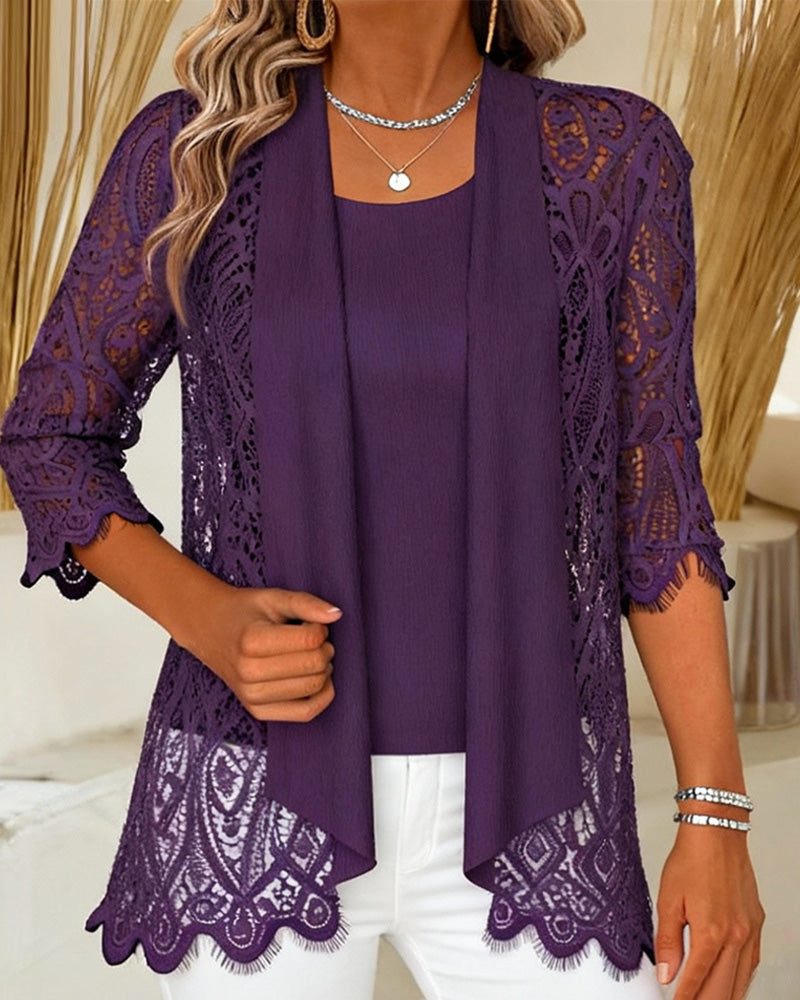 Top Met Patchworkdetails En Faux Twee-Delige Look