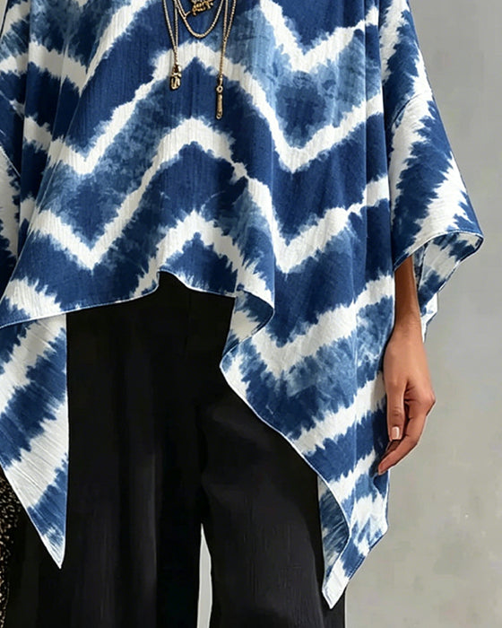 Blouses V-Hals Kleurblok Patchwerk Vleermuis