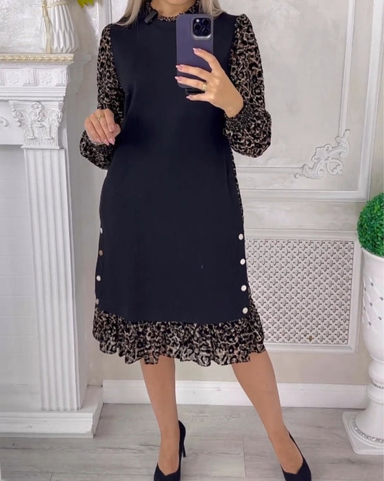 Elegante kleurblok-shiftjurk