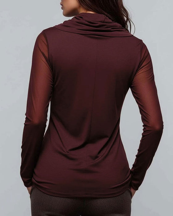Blouse Mock Hals Effen Casual