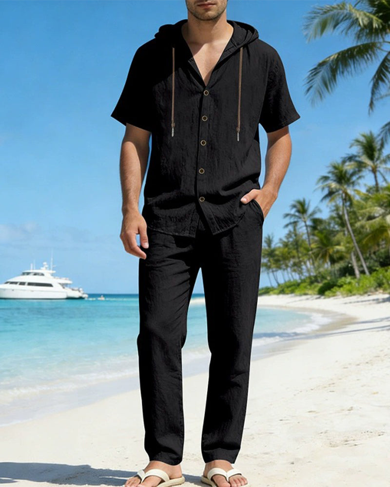 Heren Lichtgewicht Capuchon Tweedelig Set Voor Zomer Casual Wear