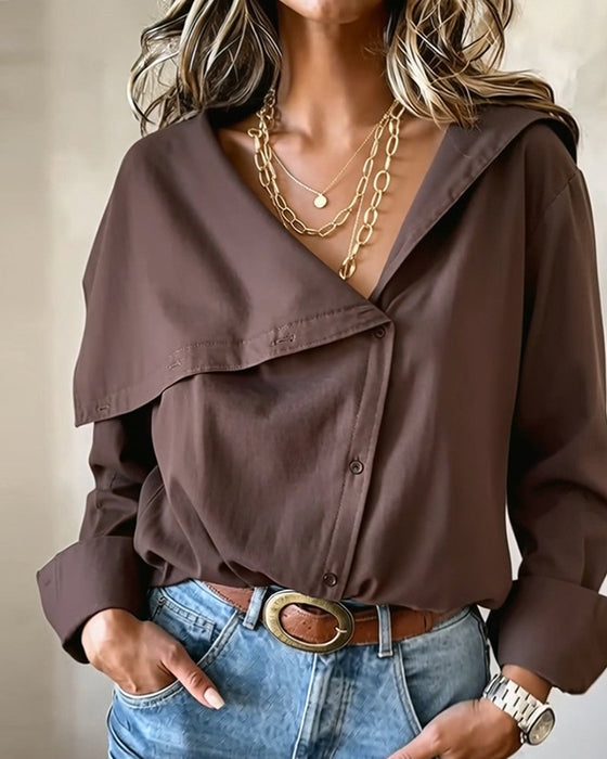 Blouse Diepe V Asymmetrisch Knoop Slag