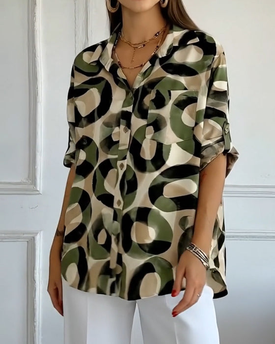 Overhemd Cirkelprint Relaxed-Fit