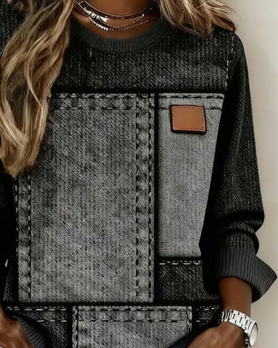 Stijlvolle Sweatshirt Met Ronde Hals En Colorblocking