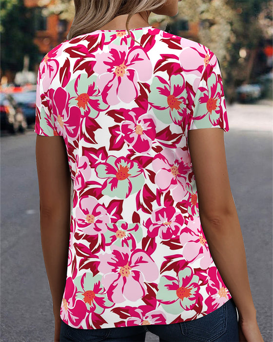 T-Shirt V-Hals Comfortabel Korte Mouwen