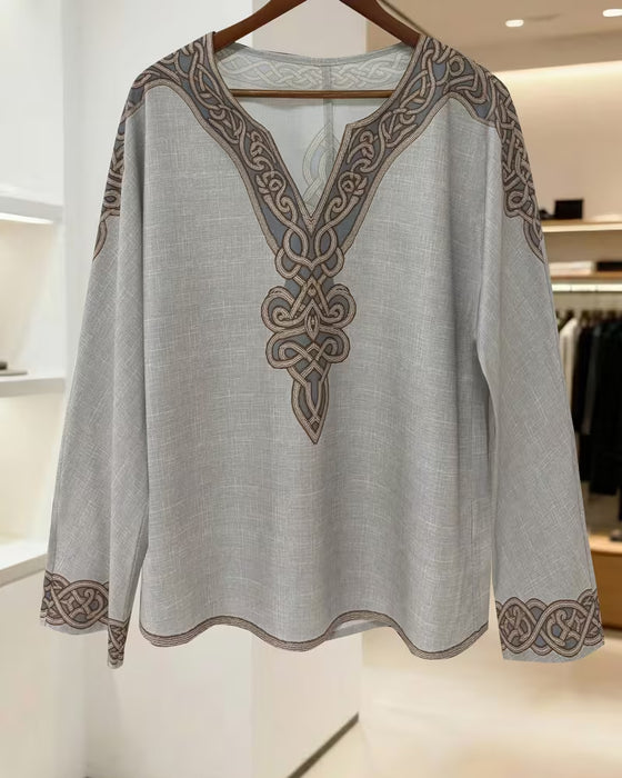 Blouse V-Hals Lijn Contrast Patchwork