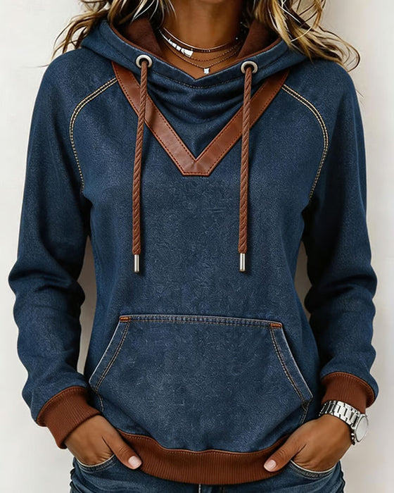 Hoodie Patchwork Lange Mouw