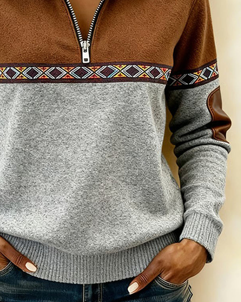 Trui In Colorblock Met Bontkraag