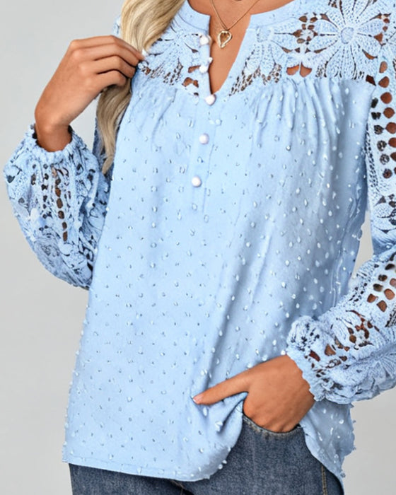 Blouse 3d Bloemen Opengewerkt Samengesteld