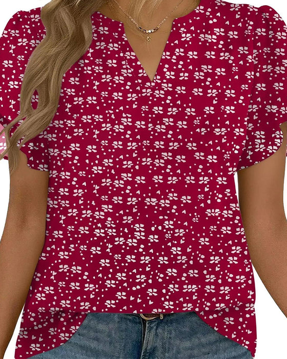 Blouse Bloemenprint Kleine V-Hals