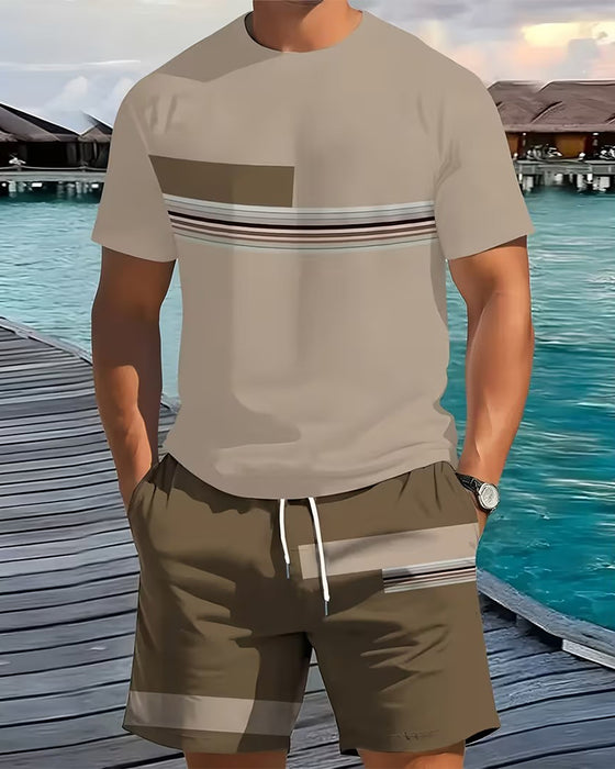 Set Gestreept Casual Korte Mouw