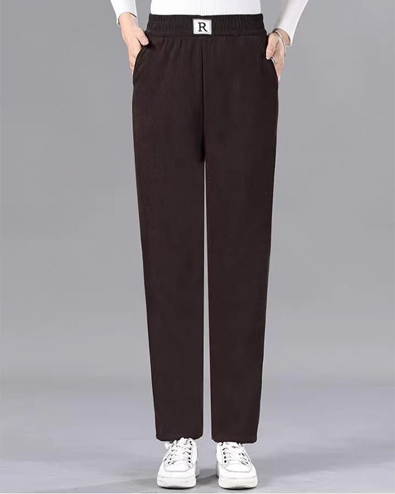 Broek Hoge Taille Fleece-Gevoerd Verdikt Jogger