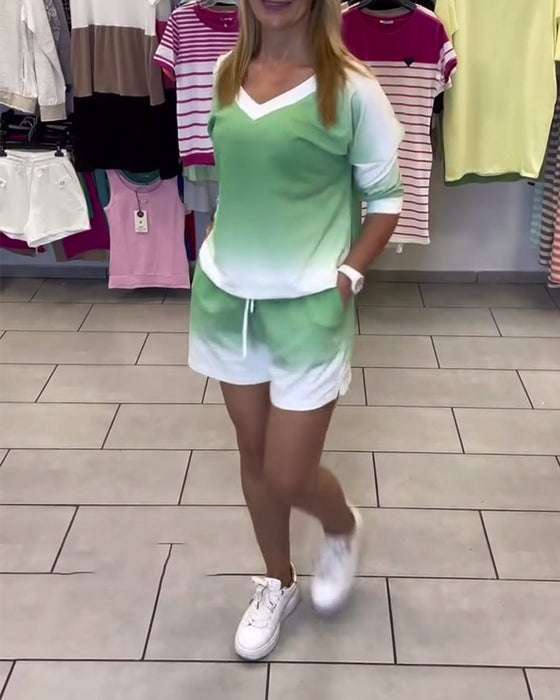 Set Lange Mouwen V-Hals Verloop Sport