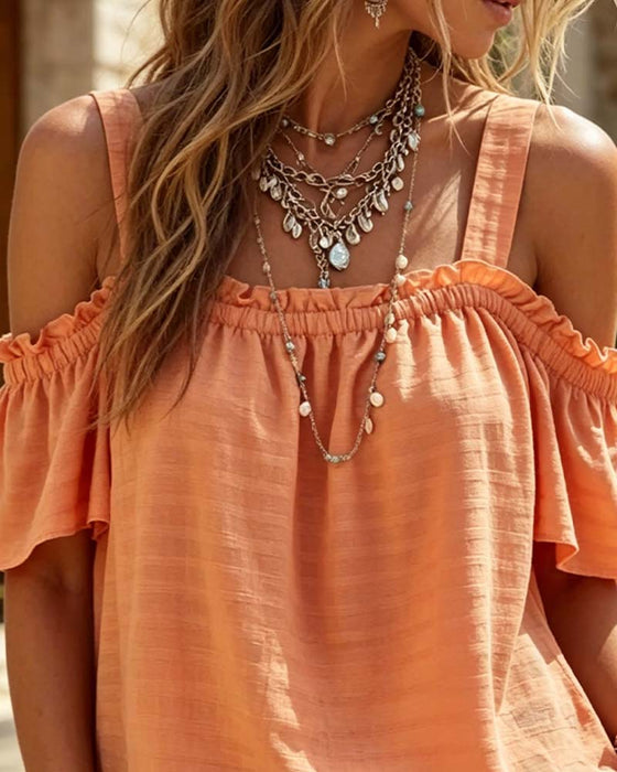 Blouse Camisole Ruffle Off-Shoulder