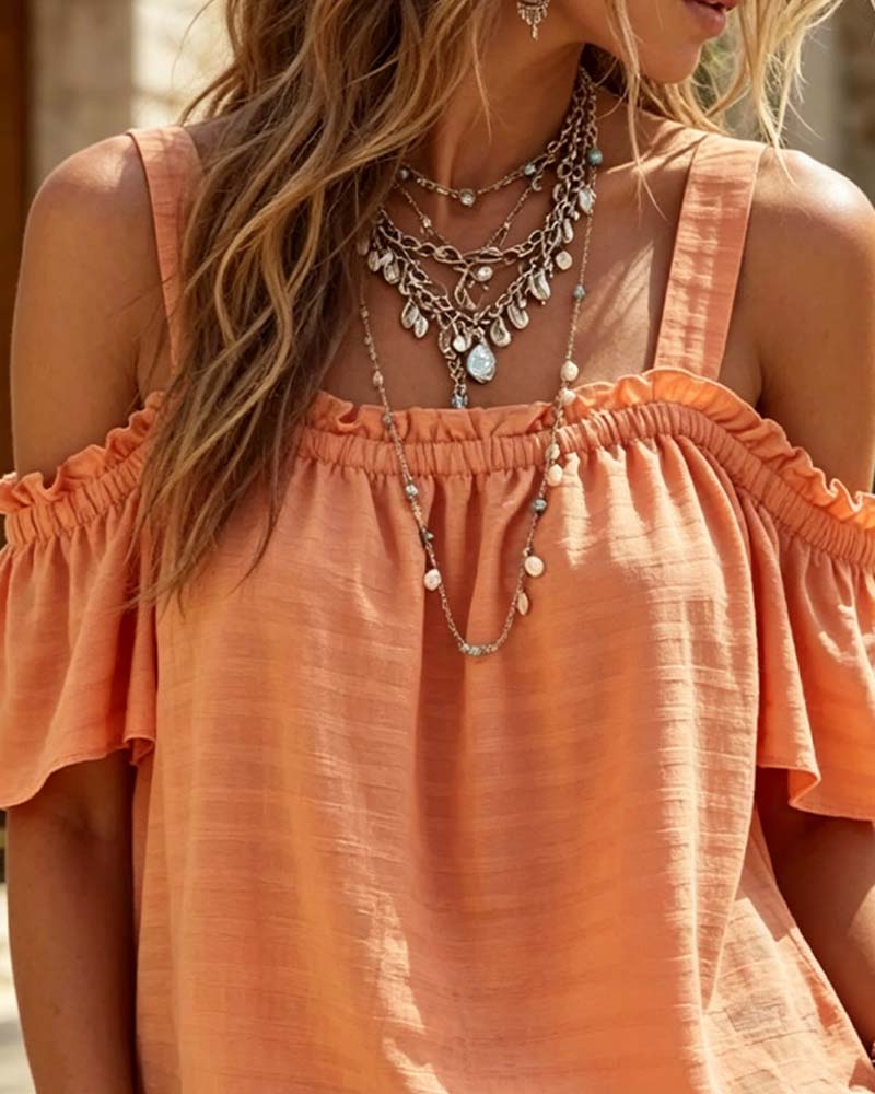 Blouse Camisole Ruffle Off-Shoulder