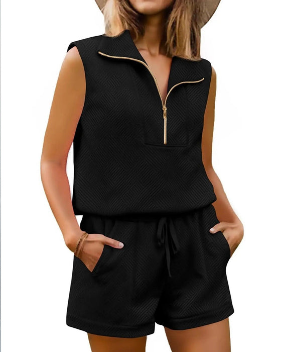 Set Half-Rits Top En Shorts Tweedelig